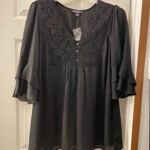 Roamans button down ruffle sleeve top size 16